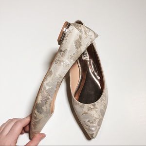 Badgley Mischka Cream Pointed Toe Ballet Flats